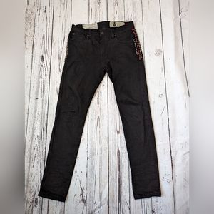 Industrial Indigo Men's Black Skinny Rhinestone Jeans 34x33